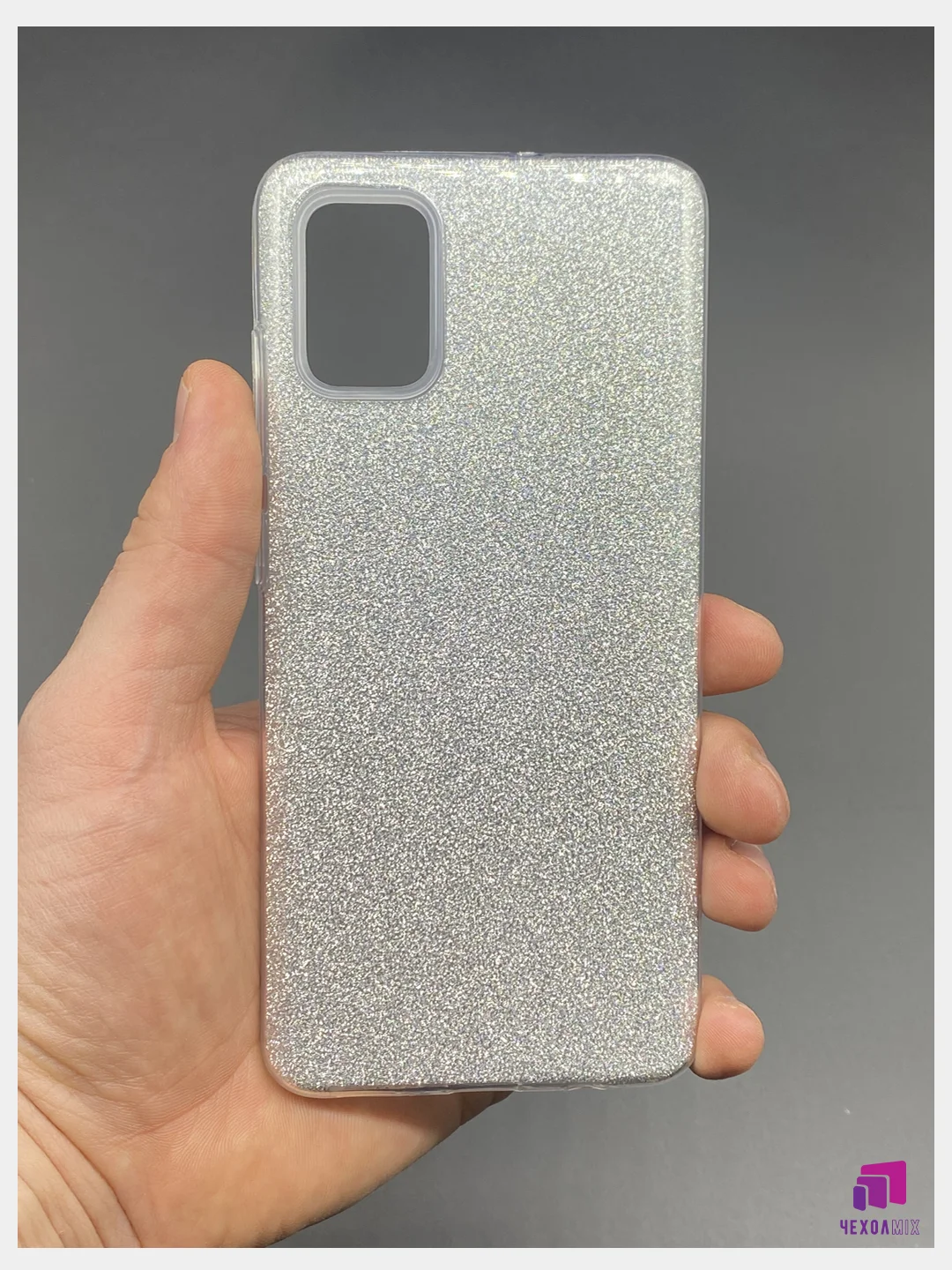 Серебряный чехол силиконовый с блестками для Samsung Galaxy A32 Противоударный чехол