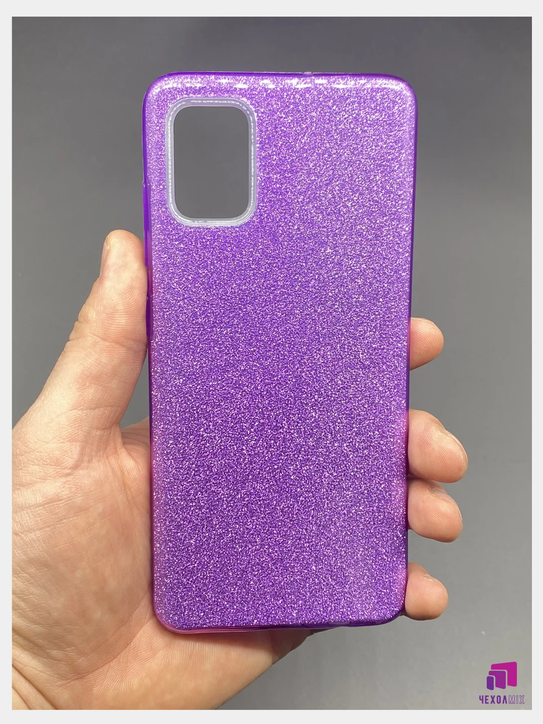 Фиолетовый чехол силиконовый с блестками для Samsung Galaxy A32 Противоударный чехол