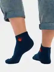 Темно-синий носки женские с принтом "Fire" короткие, низкие