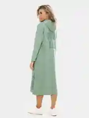 Зелёный хаки спортивное женское платье из футера, с длинным рукавом, с карманами, с капюшоном, туника
