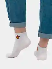 Белый носки женские с принтом "Fire" короткие, низкие
