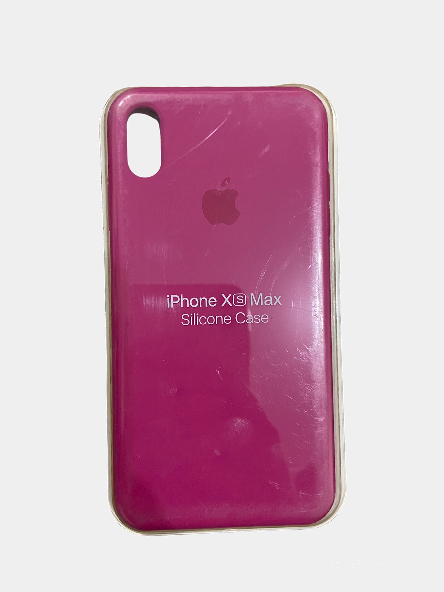 Тёмно-розовый чехол Silicone Case для iPhone XS max, силиконовый чехол, с мягким подкладом