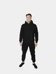 Черный костюм двойка мужской на флисе/ Толстовка и штаны