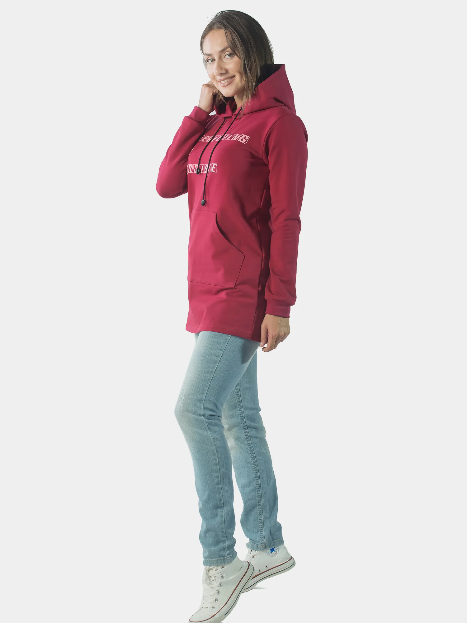 Туника с капюшоном "EVERYTHING IS POSSIBLE" ФТ1345П2 бордовый, KLERY