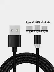 Черный usb кабель 2-х метровый магнитный  X-cable 2.1 А+магнитный коннектор(micro, type c, ios)