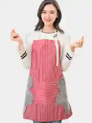 Красный кухонный фартук, непромокаемый, с карманом и нашивками для вытирания рук
