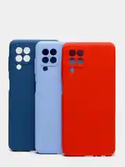 Чехол силиконовый с защитой камеры для Samsung A22 / M32 / M22 с бархатной подкладкой
