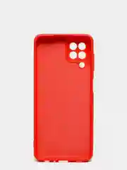 Красный чехол силиконовый с защитой камеры для Samsung A22 / M32 / M22 с бархатной подкладкой