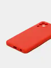 Красный чехол силиконовый с защитой камеры для Samsung A22 / M32 / M22 с бархатной подкладкой