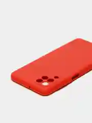 Красный чехол силиконовый с защитой камеры для Samsung A22 / M32 / M22 с бархатной подкладкой