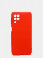 Красный чехол силиконовый с защитой камеры для Samsung A22 / M32 / M22 с бархатной подкладкой