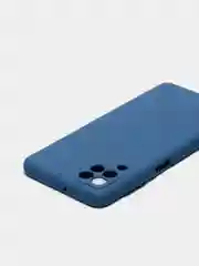 Темно-синий чехол силиконовый с защитой камеры для Samsung A22 / M32 / M22 с бархатной подкладкой