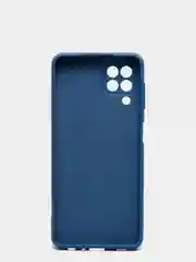 Темно-синий чехол силиконовый с защитой камеры для Samsung A22 / M32 / M22 с бархатной подкладкой