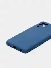 Темно-синий чехол силиконовый с защитой камеры для Samsung A22 / M32 / M22 с бархатной подкладкой