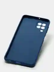 Темно-синий чехол силиконовый с защитой камеры для Samsung A22 / M32 / M22 с бархатной подкладкой