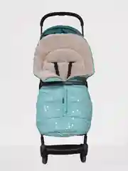Бирюзовый детский зимний меховой конверт