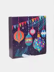 Фиолетовый коробка подарочная новогодняя на ленточке. 31*24,5*9 см
