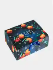 Оранжевый коробка подарочная новогодняя на ленточке. 31*24,5*9 см