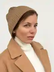 Бежевый шапка женская вязаная весенняя, шерсть