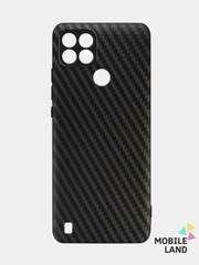 Чехол для REALME C21 с защитой камеры, текстура карбон , черный