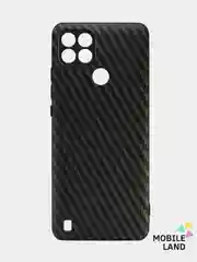 Чехол для REALME C21 с защитой камеры, текстура карбон , черный