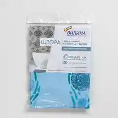 Штора для ванной комнаты "Ракушки", полиэтилен, цвет голубой, 180 х 180 см