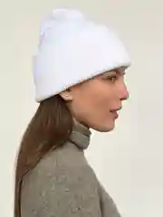 Белый шапка женская зимняя, простая вязка