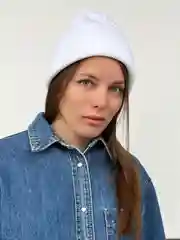Белый шапка женская зимняя, простая вязка
