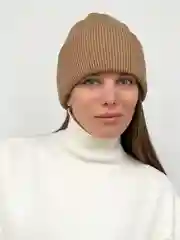Бежевый шапка женская зимняя, простая вязка