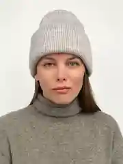 Серый меланж шапка женская зимняя, простая вязка
