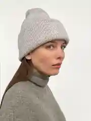 Серый меланж шапка женская зимняя, простая вязка
