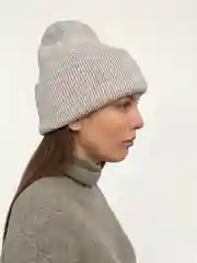 Серый меланж шапка женская зимняя, простая вязка