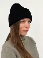 Черный шапка женская зимняя, простая вязка