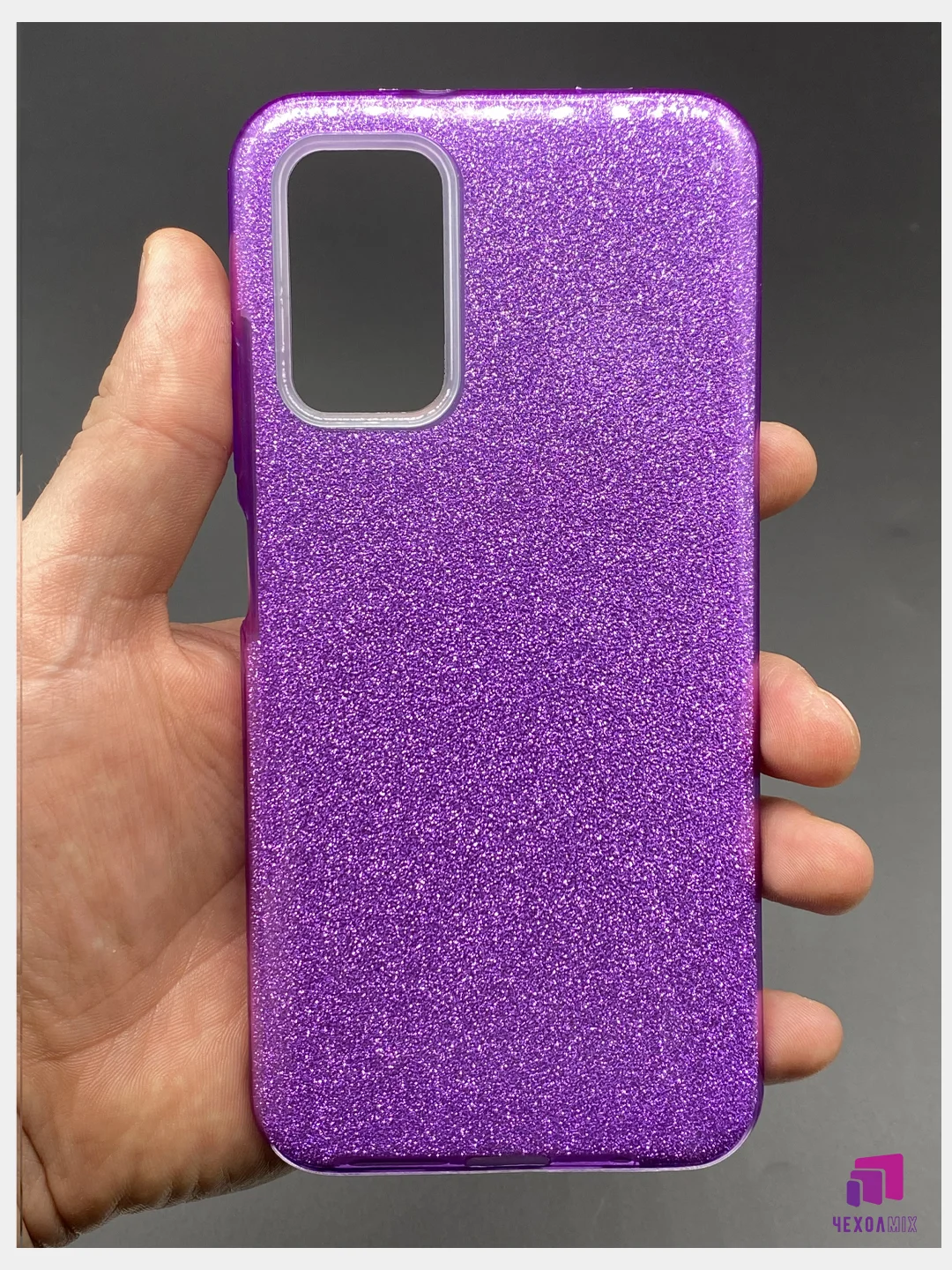 Фиолетовый чехол силиконовый с блестками для Xiaomi Redmi 9T Противоударный чехол