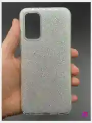 Серебряный чехол силиконовый с блестками для  Xiaomi Redmi 9T Противоударный чехол