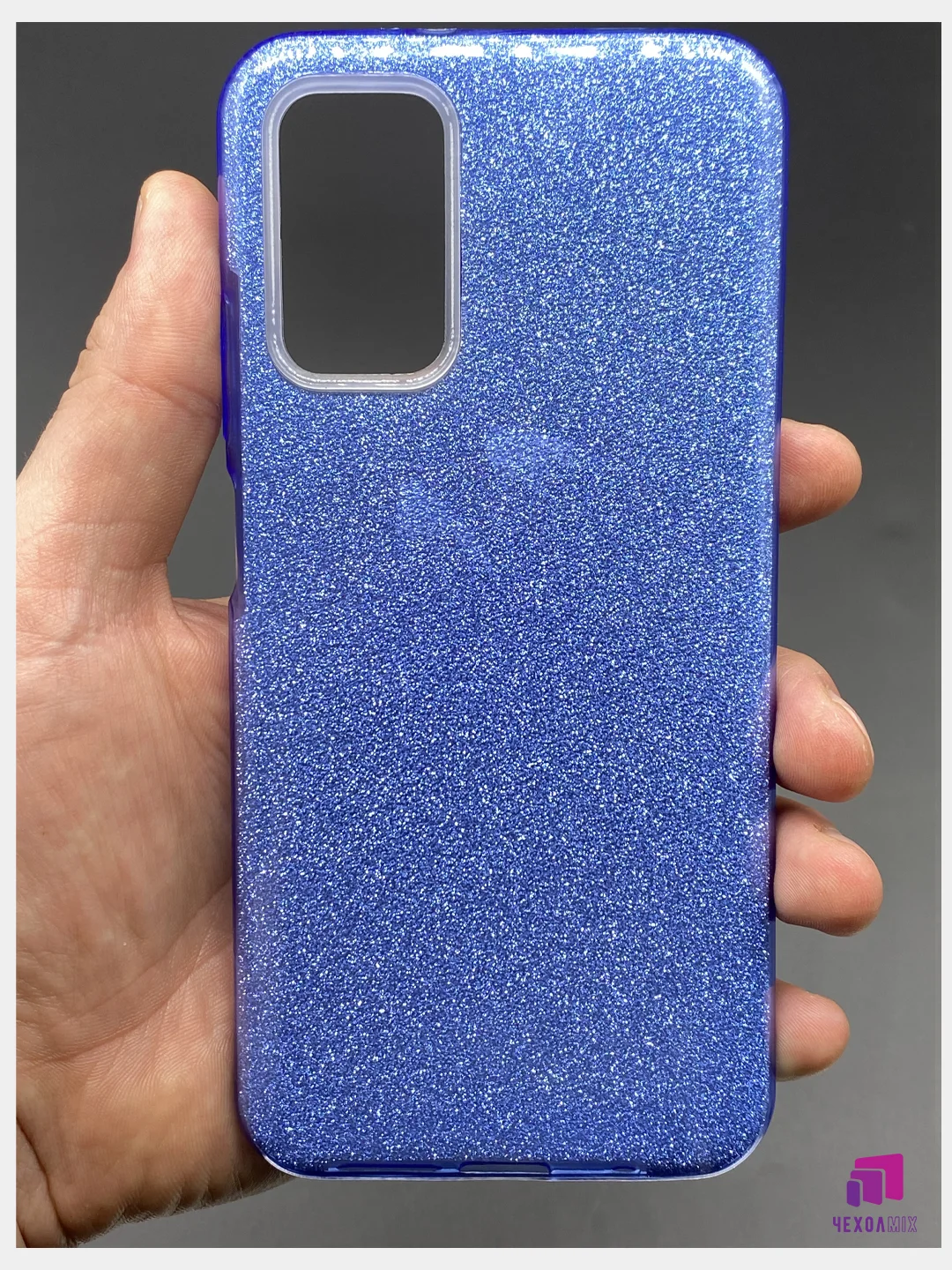 Синий чехол силиконовый с блестками для Xiaomi Redmi 9T Противоударный чехол