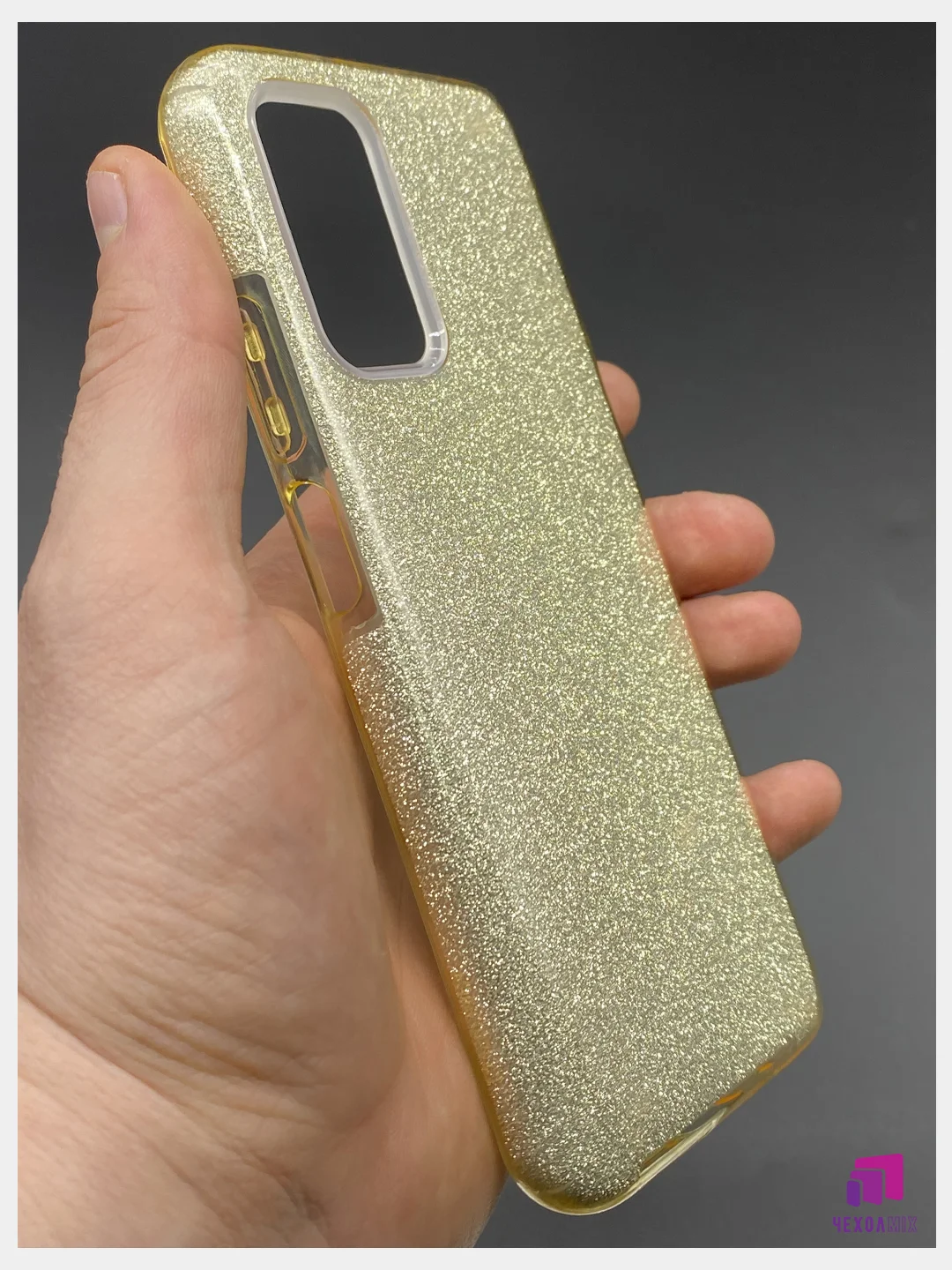Золотой чехол силиконовый с блестками для Xiaomi Redmi 9T Противоударный чехол