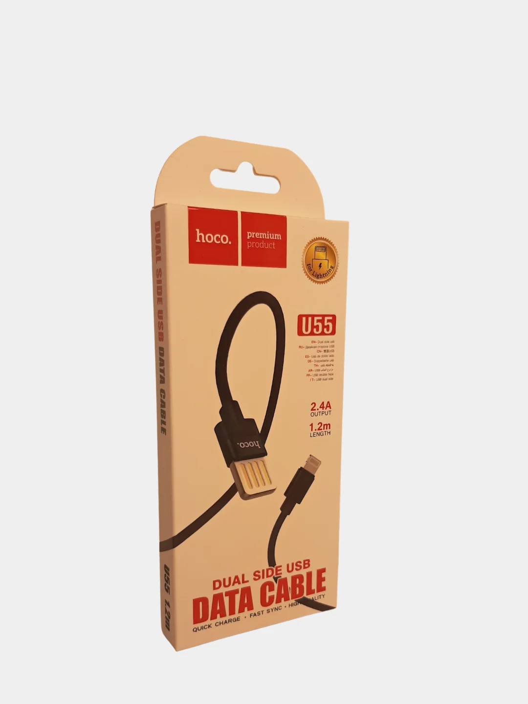 Кабель USB HOCO U55 для зарядки 1.2 м., 2.4A / 3A Dual Side для Micro, Type-C, Lightning