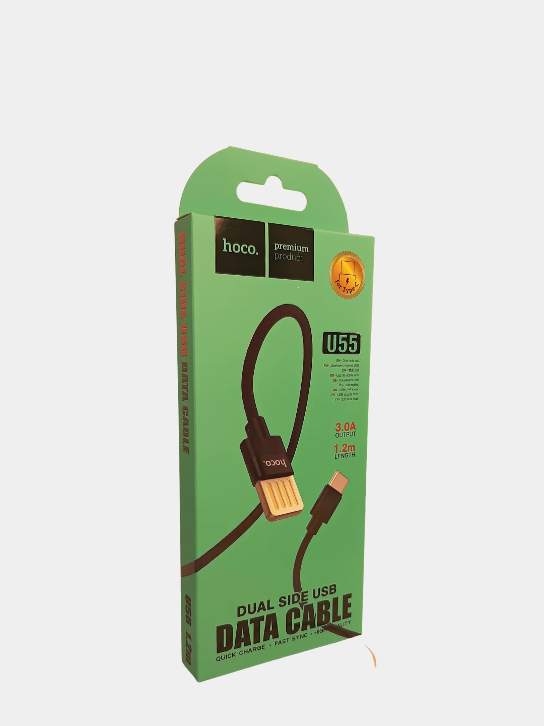 Кабель USB HOCO U55 для зарядки 1.2 м., 2.4A / 3A Dual Side для Micro, Type-C, Lightning