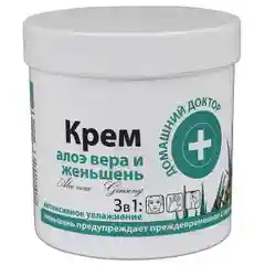 Домашний Доктор Крем для лица, тела, рук Алоэ Вера и Женьшень против старения кожи, 250 мл