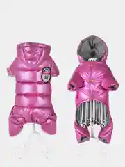 Розовый зимний комбинезон с капюшоном для собак