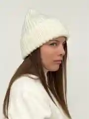 Молочный шапка (премиальная шерсть) женская, вязаная, зимняя, из махеровой пряжи