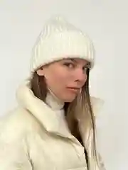 Молочный шапка (премиальная шерсть) женская, вязаная, зимняя, из махеровой пряжи