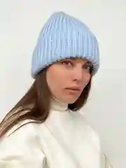 Шапка женская вязаная зимняя с флисовым подкладом