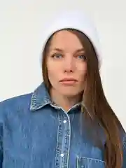 Зелёный хаки шапка женская зимняя, простая вязка