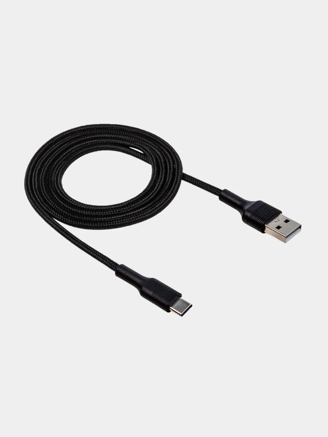 Черный кабель USB - Type-C WALKER C575, в текстильной оплетке