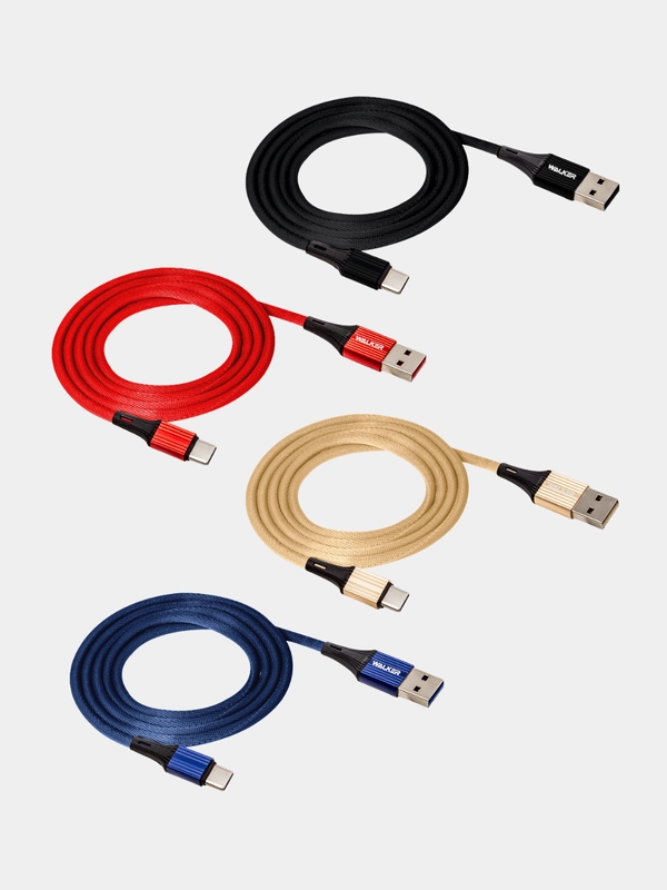 Кабель USB - Type-C WALKER C705, в текстильной оплетке