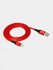Красный кабель USB - Type-C WALKER C705, в текстильной оплетке