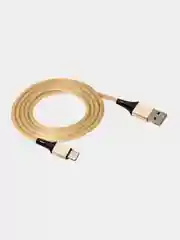 Золотой кабель USB - Type-C WALKER C705, в текстильной оплетке