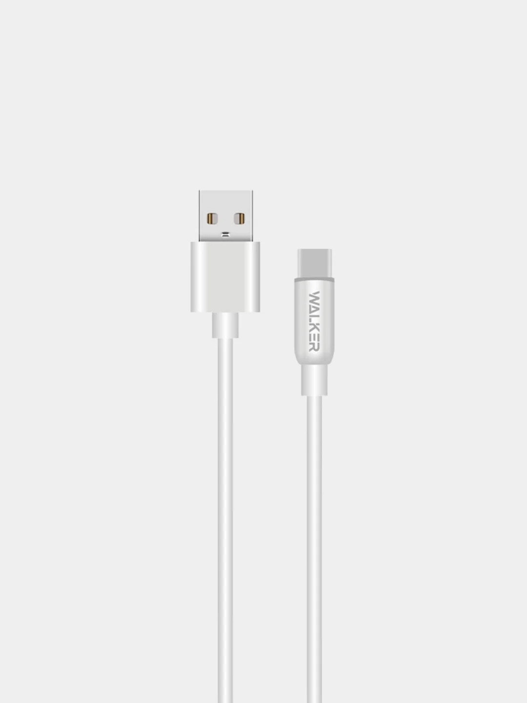 Белый кабель USB - Type-C WALKER C725, с металлическими разъемами